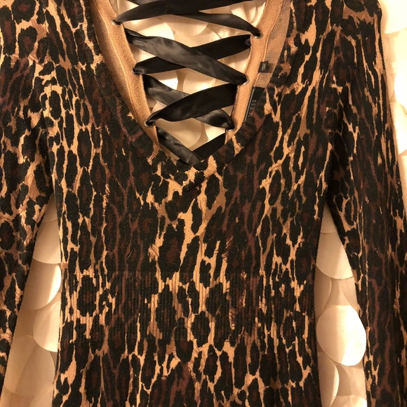 Leopard Sweater Dress with corset back - Picture 3 of 5